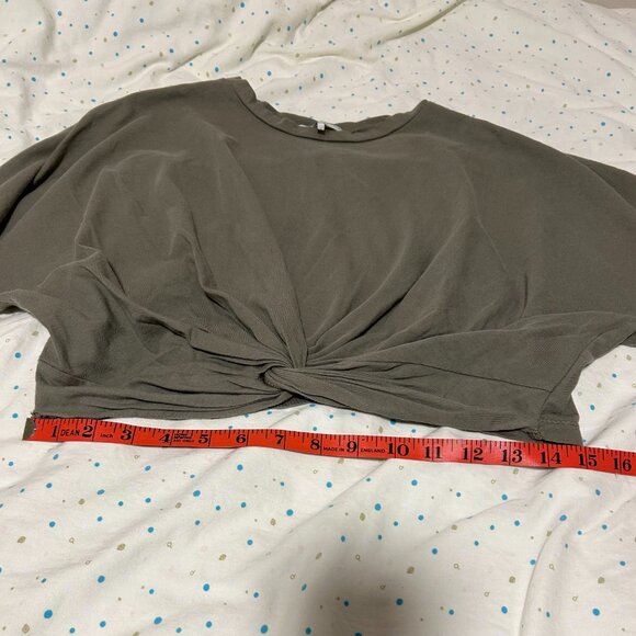 OAK + FORT Long Sleeve Crop Top - Green Wrap Knot - Picture 4 of 10